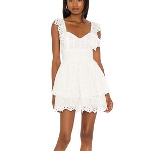 For Love And Lemons Serena Sleeveless White Eyelet Dress
